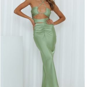 Hello Molly Green Skirt & Top Set